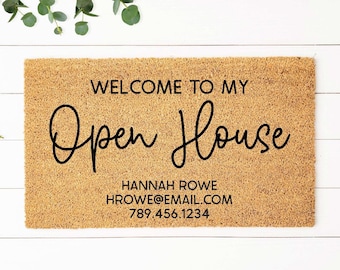 Open House Door Mat, Business Logo Mat, Realtor Doormat, Open House Sign, Custom Welcome Mat, Realtor Logo, Real Estate Logo, Realtor Gift