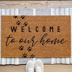 Dog Paws Doormat, Dog Doormat, Funny Doormat, Welcome Mat, Gifts for Dog Lover, Housewarming Gift, Welcome Doormat, Welcome To Our Home Sign