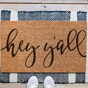 Hey Yall Doormat, Custom Door Mat, Cute Door Mat, Front Porch Decor, Custom Welcome Mat, Hey Yall Door Mat, Funny Door Mat Funny Welcome Mat