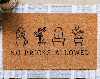 No Pricks Allowed Doormat, Cactus Doormat, Funny Doormat, Funny Door Mat, Funny Welcome Mat, Unique Doormat, Plant Doormat, Cactus Door Mat