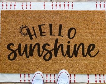 Hello Sunshine Door Mat, Summer Doormat, Spring Door Mat, Funny Welcome Mat, Funny Doormat, Custom Welcome Mat Custom Doormat Front Door Mat
