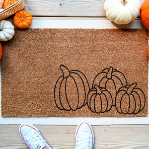 Pumpkin Coir Doormat: Fall Front Porch Decor - Four Sizes