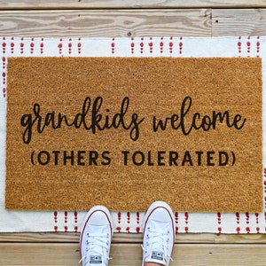 Grandkids Welcome Here Doormat, Grandparents Gift, Mothers Day Gift, Welcome Mat, Housewarming Gift, Personalized Doormat, Custom Doormat