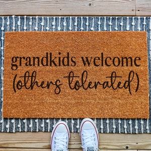 Grandkids Welcome Here Doormat, Grandparents Gift, Mothers Day Gift, Welcome Mat, Housewarming Gift, Personalized Doormat, Custom Doormat