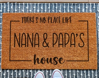 Grandparents Coir Doormat: Personalized Welcome Mat, "There's No Place Like"