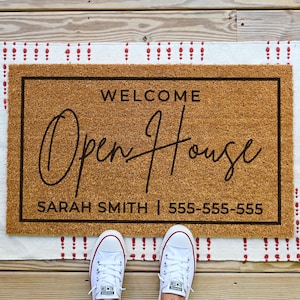 Custom Open House Doormat, Personalized Doormat Real Estate Doormat, Gifts for Realtors Open House Welcome Mat Personlalized Realtor Doormat