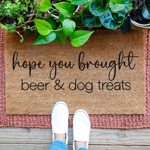 Beer and Dog Treats Doormat, Funny Dog Doormat, Personalized Doormat, Custom Doormat, Custom Welcome Mat, Beer and Dog Treats Door Mat