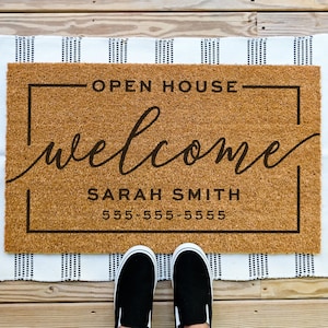 Personalized Open House Doormat, Custom Doormat, Real Estate Doormat, Realtor Gifts, Open House Welcome Mat, Custom Realtor Doormat