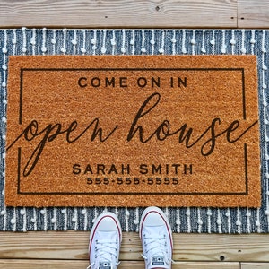 Custom Open House Doormat, Custom Doormat, Real Estate Doormat, Realtor Gifts, Open House Welcome Mat, Personlalized Realtor Doormat