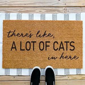Theres Like A Lot Of Cats In Here Doormat, Funny Cat Doormat, Custom Welcome Mat, Cat Door Mat, Gift for Cat Lover, Personalized Doormat