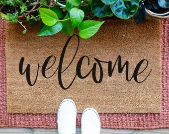 Welcome Mat, Welcome Doormat, Welcome Door Mat, Front Porch Decor, Front Door, Housewarming Gift, Wedding Gift, Newlywed Gift, Cute Doormat
