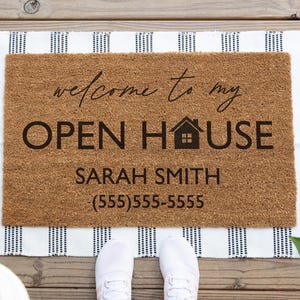 Open House Custom Doormat, Realtor Closing Gift, Open House Welcome Doormat, Real Estate Mat, Personalized Welcome Mat, Gifts for Realtor