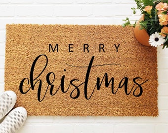 Personalized Christmas Words Holiday Design Welcome Doormat