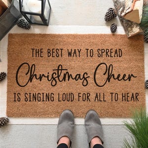 Christmas Cheer Doormat.  Coir doormat.  Christmas doormat.