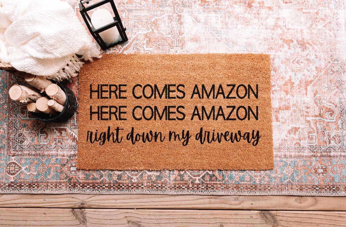 Here Comes Amazon Doormat Christmas Doormat Funny Doormat Style 1