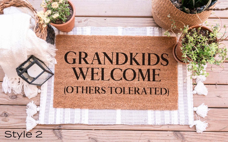 Grandkids Welcome Here Doormat, Grandparents Gift, Mothers Day Gift, Welcome Mat, Housewarming Gift, Personalized Doormat, Custom Doormat Style 2