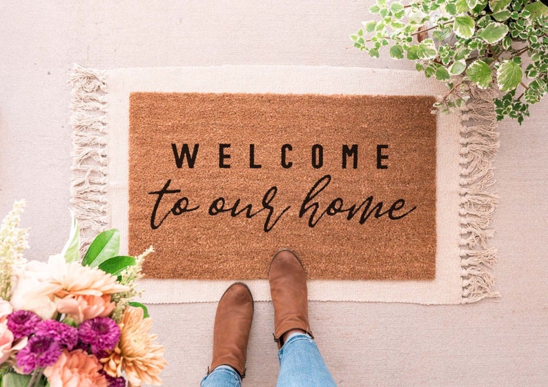 Welcome Doormat, Welcome Mat, Welcome Doormat, Welcome To Our Home Sign, Housewarming Gift, Front Porch Decor, Front Door Mat 