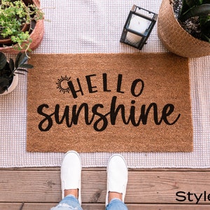 Hello Sunshine Doormat, Welcome Mat, Housewarming Gift, Summer Decor, Spring Decor, Front Door Decor, Cute Doormat, Welcome Doormat Style 4