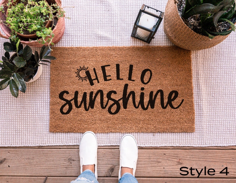 Hello Sunshine Doormat, Welcome Mat, Housewarming Gift, Summer Decor, Spring Decor, Front Door Decor, Cute Doormat, Welcome Doormat Style 4