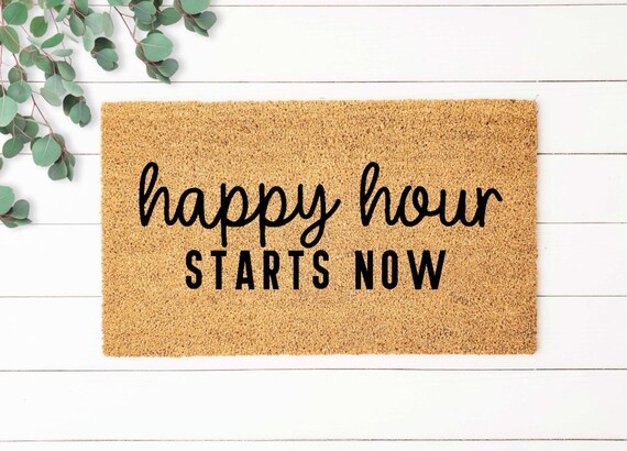 Happy Hour Doormat Funny Doormat Funny Welcome Mat Beer Etsy