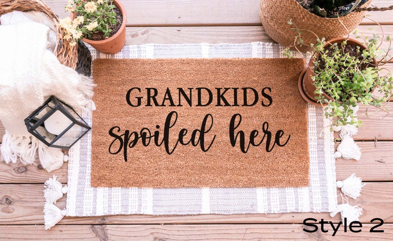 Grandkids Spoiled Here Doormat, Grandparents Gift, Mothers Day Gift, Welcome Mat, Housewarming Gift, Personalized Doormat, Custom Doormat Style 2