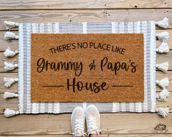 Theres No Place Like Grandmas House Doormat, Personalized Doormat for Grandparents Gift Ideas, Custom Welcome Door Mat, Mother's Day Gift