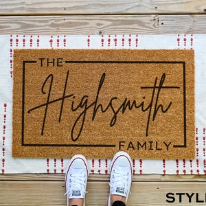 Custom Door Mat, Outdoor, Last Name Doormat, Front Door Decor, Housewarming Gift, Wedding Gift, Closing Gift, Personalized Welcome Doormat Style 3