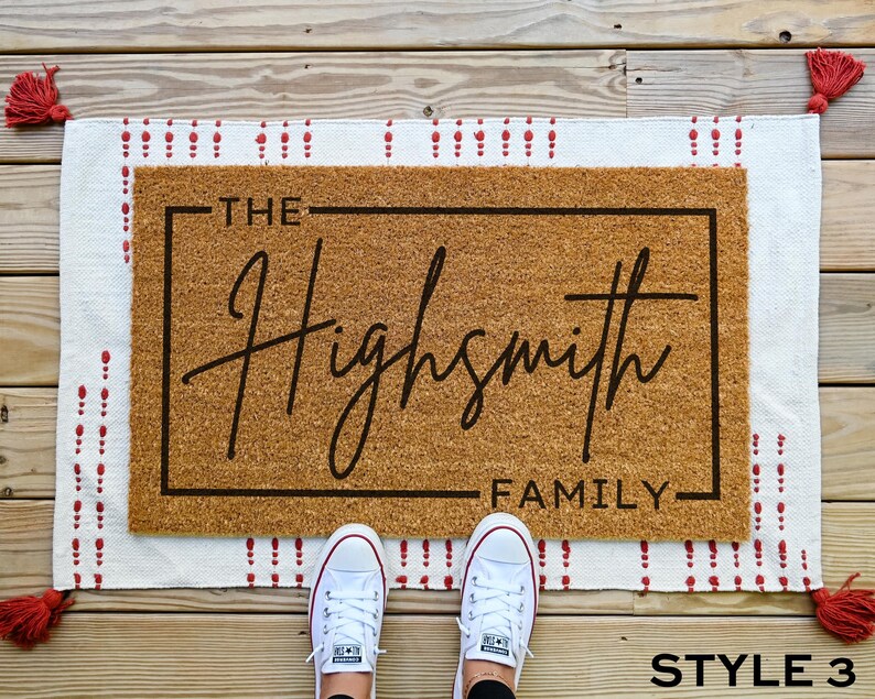 Custom Door Mat, Outdoor, Last Name Doormat, Front Door Decor, Housewarming Gift, Wedding Gift, Closing Gift, Personalized Welcome Doormat Style 3