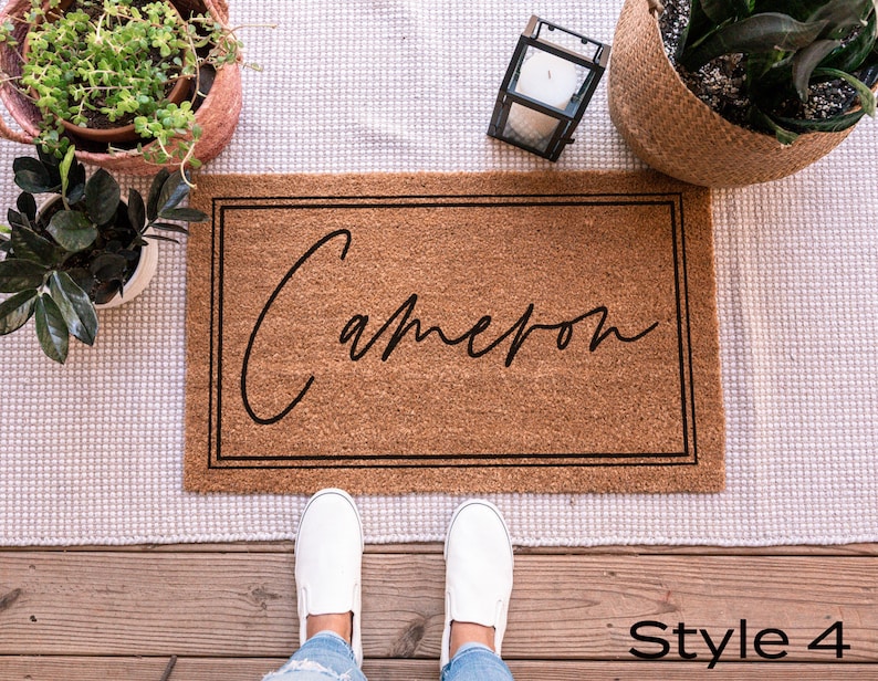 Custom Door Mat, Outdoor, Last Name Doormat, Front Door Decor, Housewarming Gift, Wedding Gift, Closing Gift, Personalized Welcome Doormat Style 4