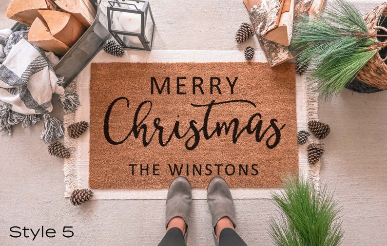 Merry Christmas Doormat Holiday Doormat Christmas Doormat Etsy