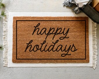 Happy Holidays Doormat, Holiday Doormat, Christmas Doormat, Christmas Welcome Mat, Christmas Decor, Holiday Decor Holiday Door Mat Christmas