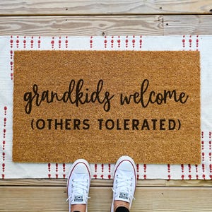 Grandkids Welcome Here Doormat, Grandparents Gift, Mothers Day Gift, Welcome Mat, Housewarming Gift, Personalized Doormat, Custom Doormat