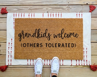 Grandkids Welcome Here Doormat, Grandparents Gift, Mothers Day Gift, Welcome Mat, Housewarming Gift, Personalized Doormat, Custom Doormat