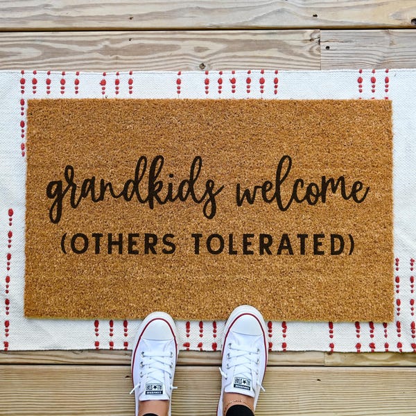 Grandkids Welcome Here Doormat, Grandparents Gift, Mothers Day Gift, Welcome Mat, Housewarming Gift, Personalized Doormat, Custom Doormat