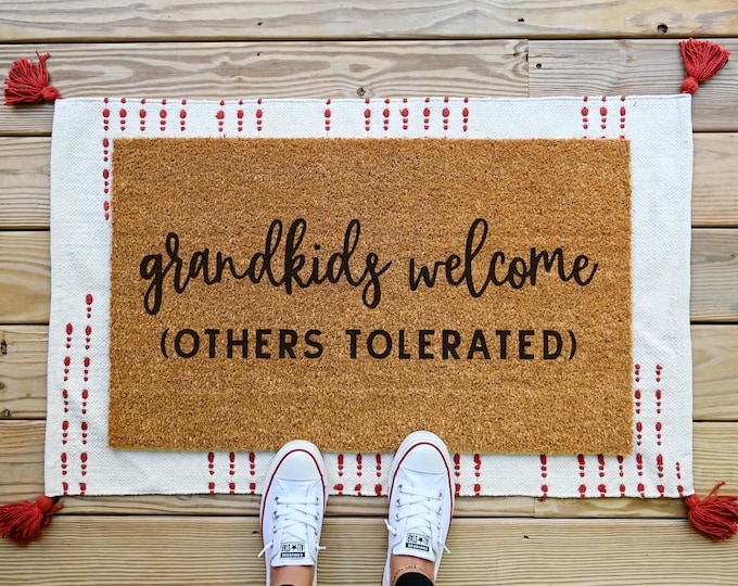 Grandkids Welcome Here Doormat, Grandparents Gift, Mothers Day Gift, Welcome Mat, Housewarming Gift, Personalized Doormat, Custom Doormat