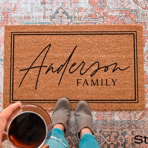 Custom Door Mat, Outdoor, Last Name Doormat, Front Door Decor, Housewarming Gift, Wedding Gift, Closing Gift, Personalized Welcome Doormat Style 2