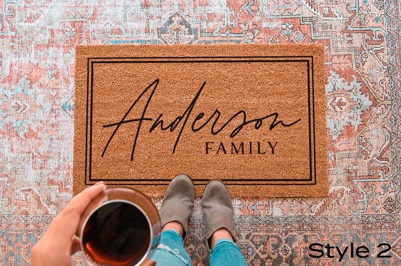 Custom Door Mat, Outdoor, Last Name Doormat, Front Door Decor, Housewarming Gift, Wedding Gift, Closing Gift, Personalized Welcome Doormat Style 2