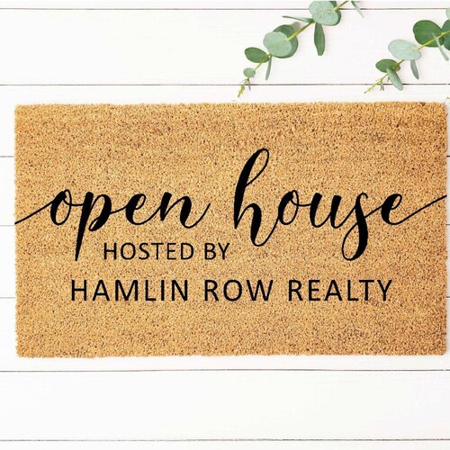 Open House Doormat Business Logo Doormat Real Estate Etsy