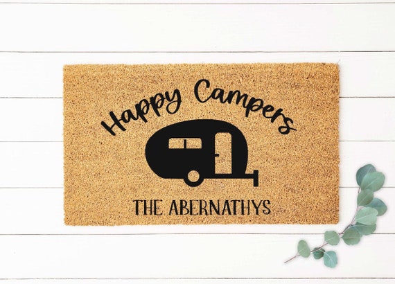 Happy Campers Doormat, Camping Mat, Camper Family Name Rug, Camping Decor  Gift