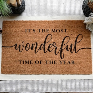 Most Wonderful Time Of The Year Sign, Merry Christmas Doormat, Holiday Doormat, Christmas Decor, Holiday Decor, Winter Door Mat, Welcome Mat