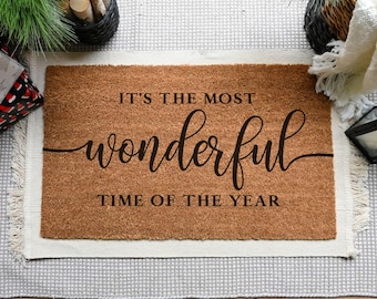 Most Wonderful Time Of The Year Sign, Merry Christmas Doormat, Holiday Doormat, Christmas Decor, Holiday Decor, Winter Door Mat, Welcome Mat