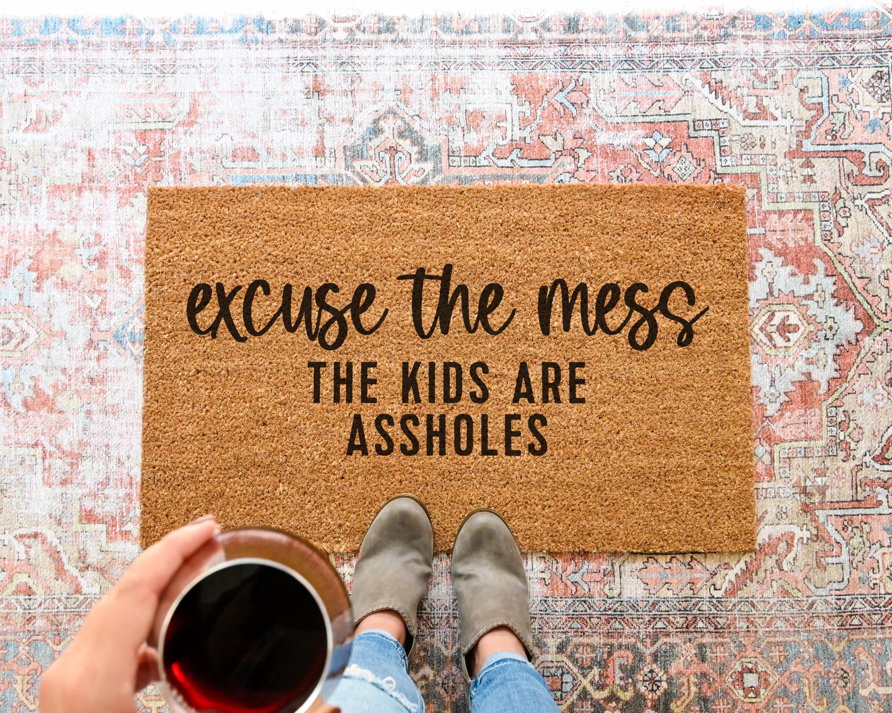 Excuse The Mess Doormat, Funny Door Mat, Custom Doormat, Personalized Doormat, Funny Welcome Mat, Custom Welcome Mat, Custom Door Mat