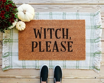 Witch Please Doormat, Halloween Welcome Mat, Coir Door Mat, Spooky Entryway Decor