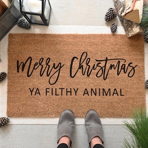 Filthy Animal Doormat, Funny Christmas Doormat, Funny Doormat, Merry Christmas Doormat, Christmas Welcome Mat, Holiday Doormat, Door Mat