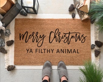 Filthy Animal Doormat, Funny Christmas Doormat, Funny Doormat, Merry Christmas Doormat, Christmas Welcome Mat, Holiday Doormat, Door Mat