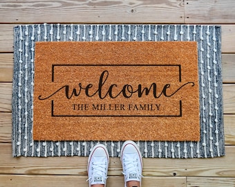 Personalized Door Mat, Custom Doormat, Personalized Welcome Mat, Last Name Doormat, Personalized Doormat, Housewarming Gift, Closing Gift