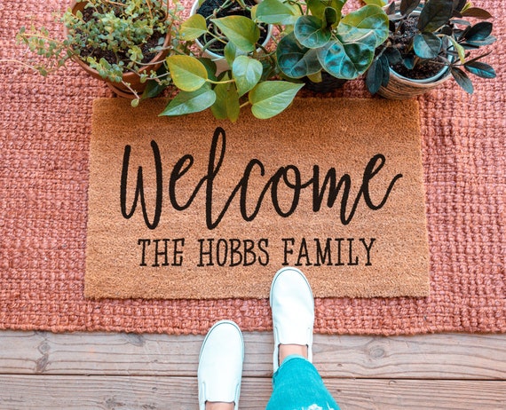 Home State Welcome Mat / Custom Doormat / Welcome Mat / Doormat / Family  Name Gift / Gift Ideas / Housewarming Gifts / Doormats