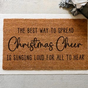 Christmas Cheer Doormat.  Coir doormat.  Christmas doormat.