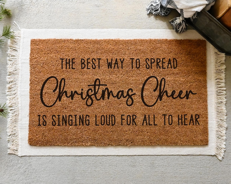 Christmas Cheer Doormat.  Coir doormat.  Christmas doormat.