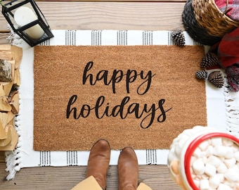 Happy Holidays Coir Doormat: Festive Holiday Decor